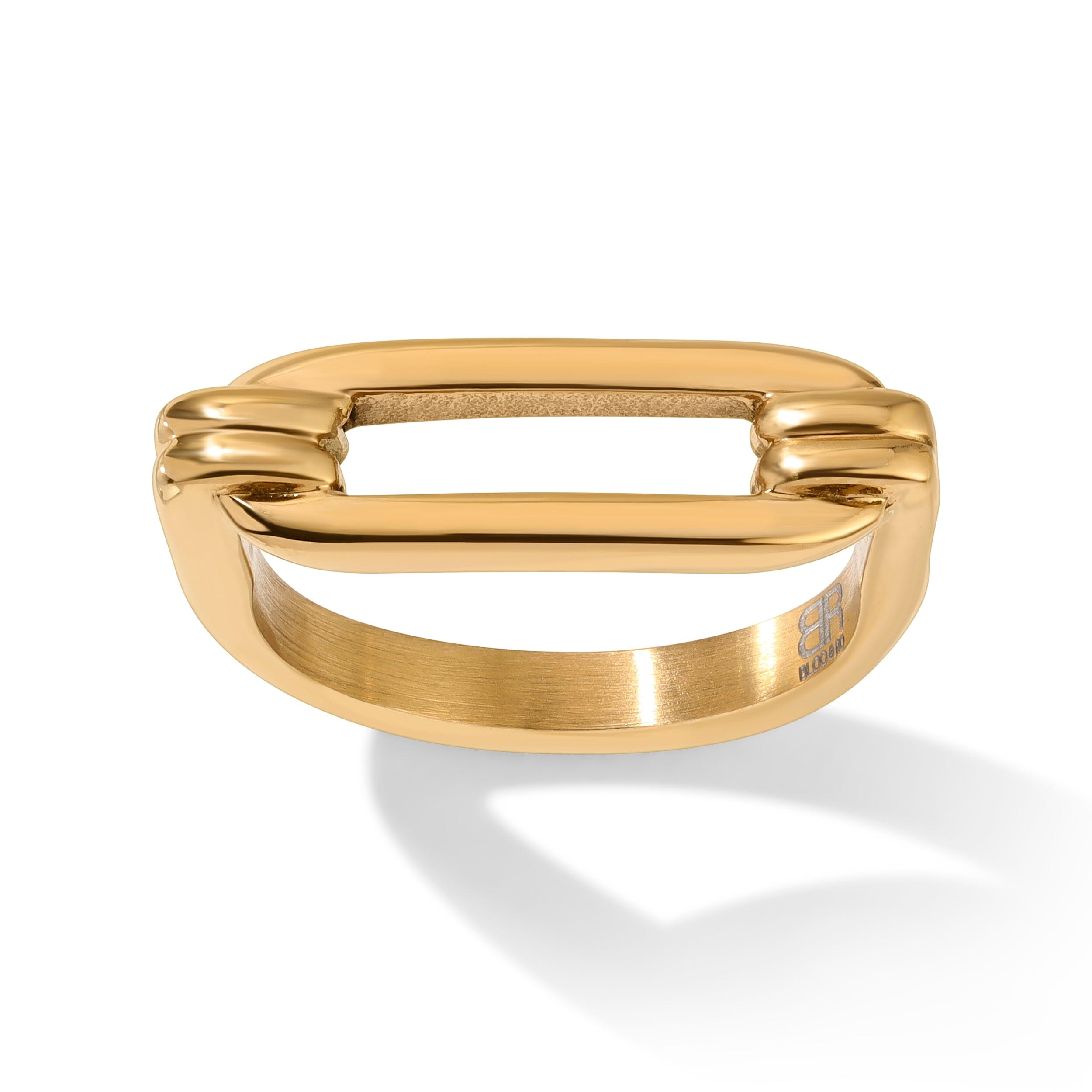 Brass Knucks Geometric Link Ring Ring Bloo & Ro 6 Gold 