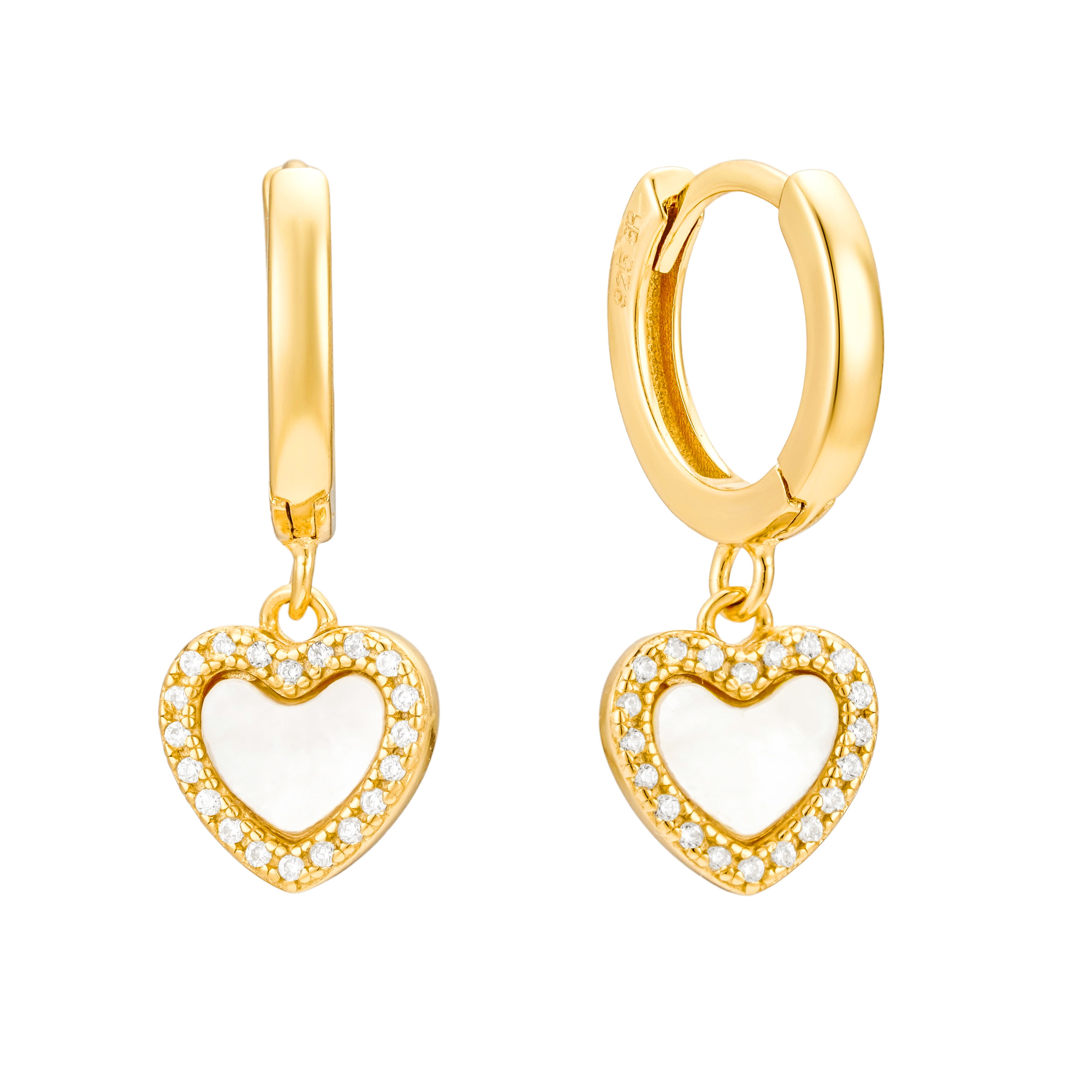 Gigi mother of pearl heart earrings in 18K gold-plated sterling silver