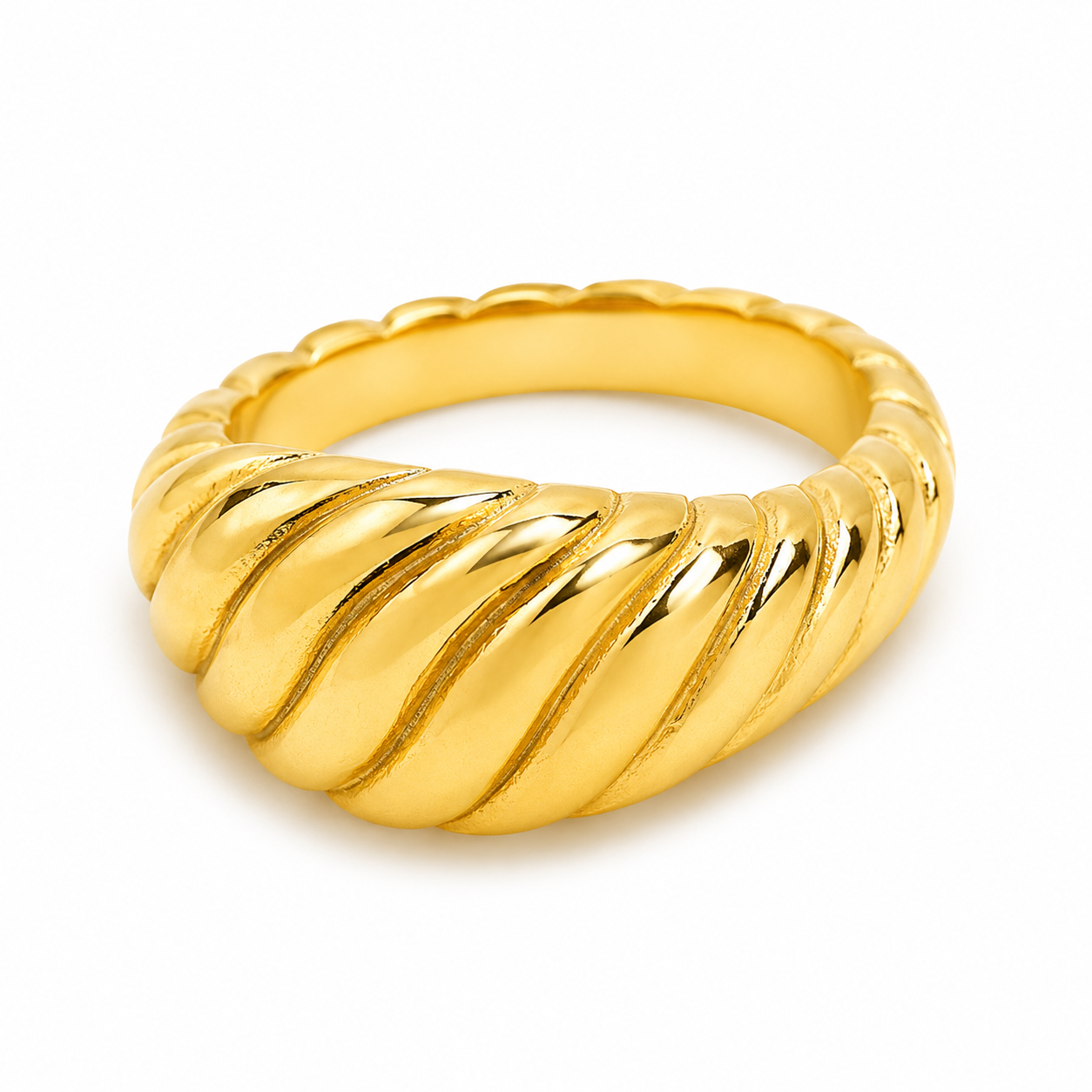 Hollis Croissant Twisted Dome Ring in 18K Gold Plated Stainless Steel by Bloo & Ro