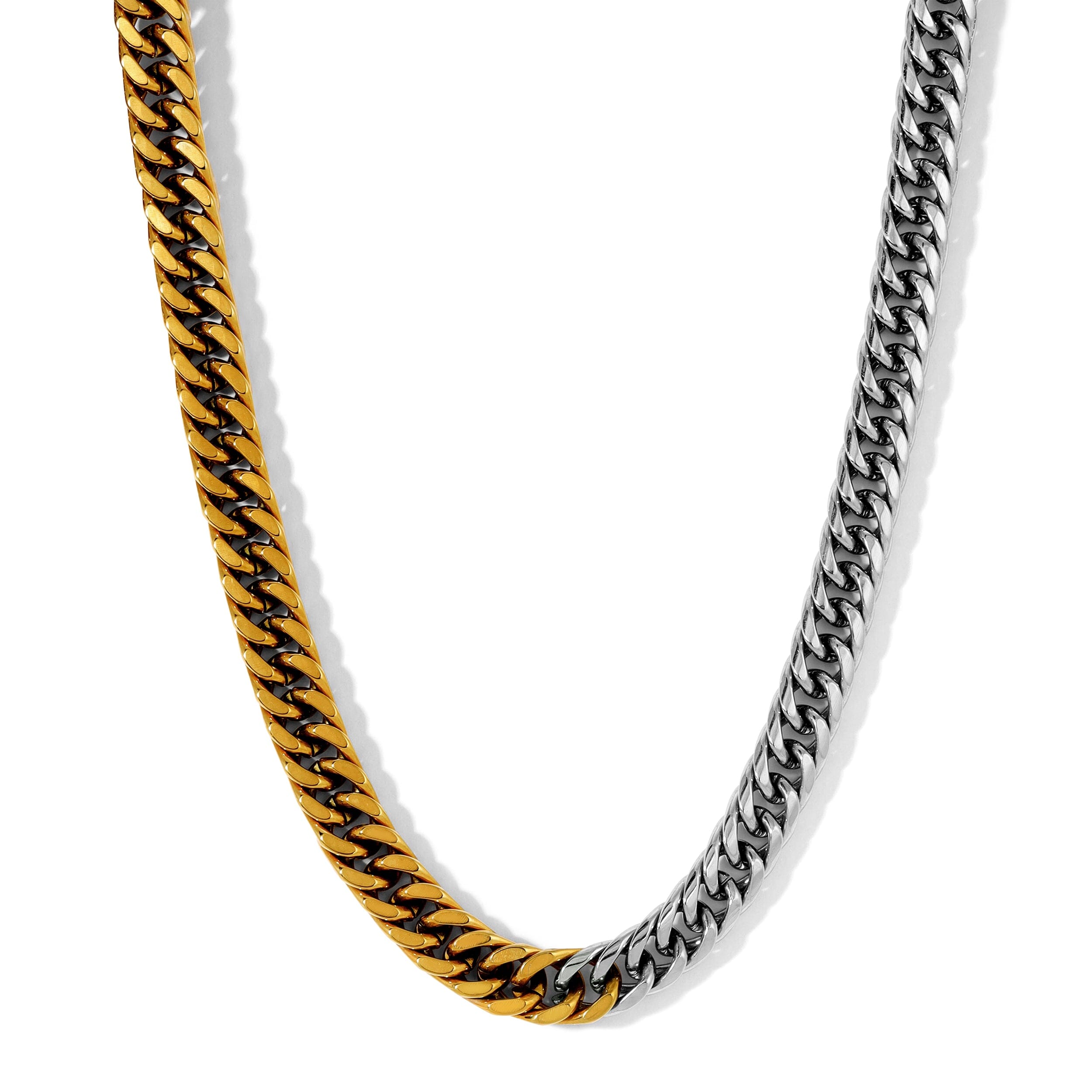         Victoria two-tone Cuban link necklace in gold and silver stainless steel by Bloo & Ro