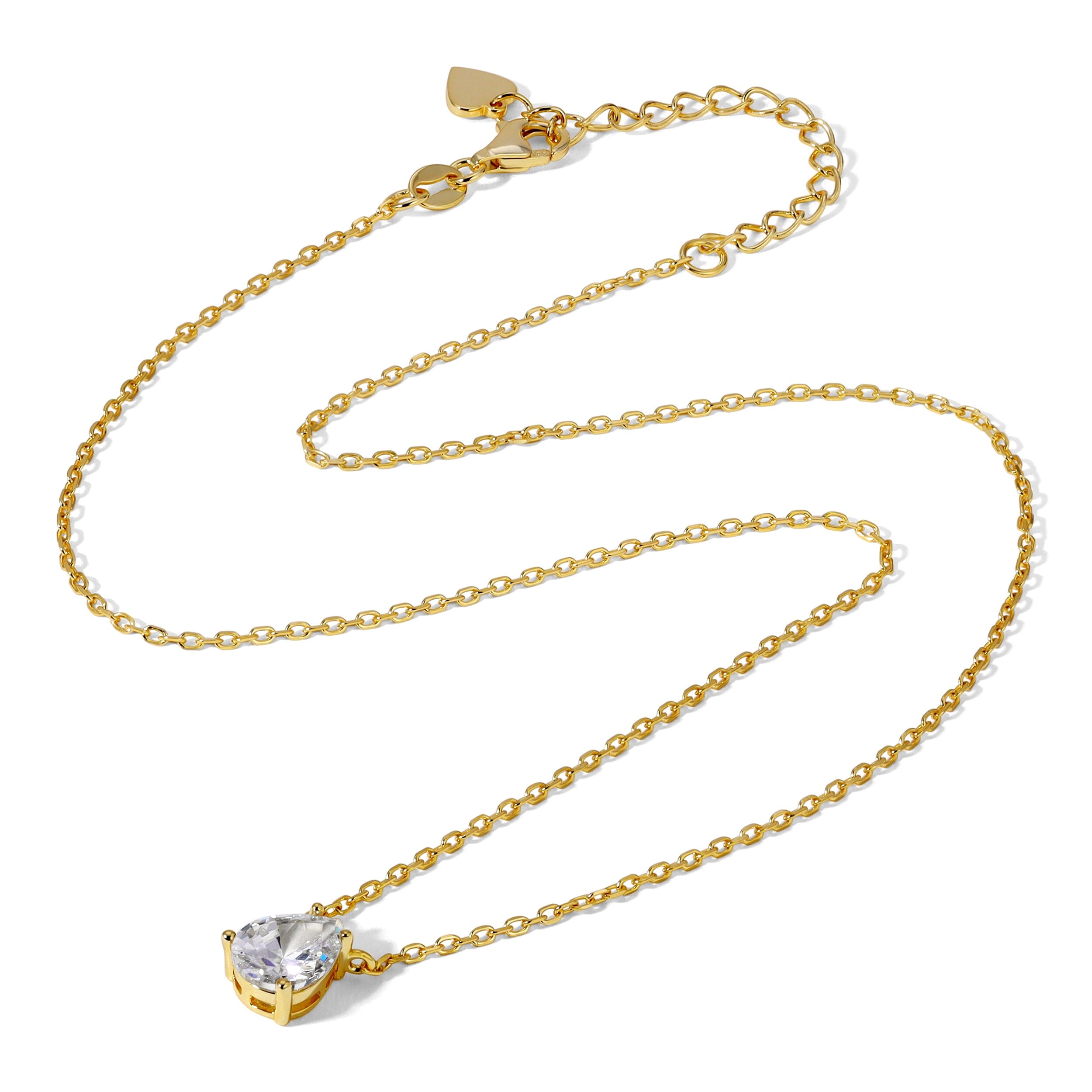 Gold Leeloo teardrop necklace with extender chain and lobster clasp