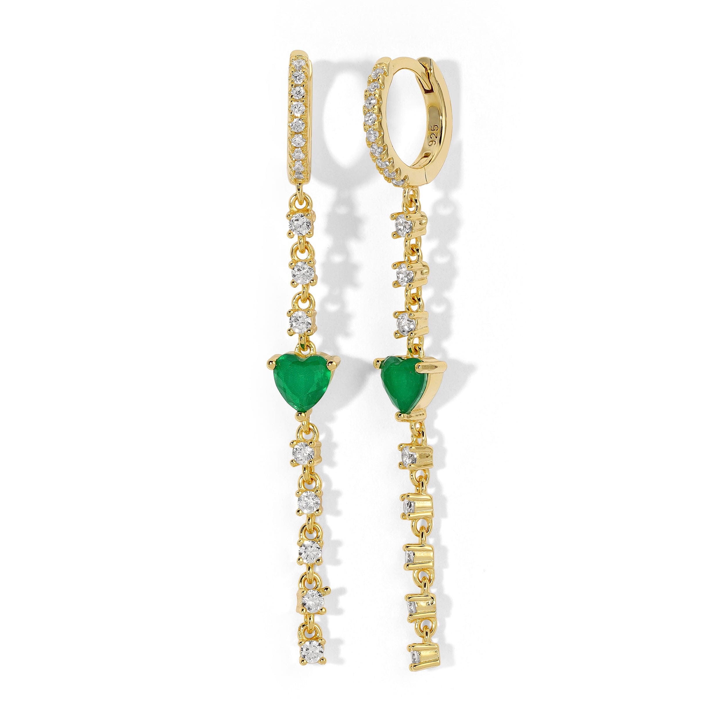Happy Hearts Gold & Emerald Earrings