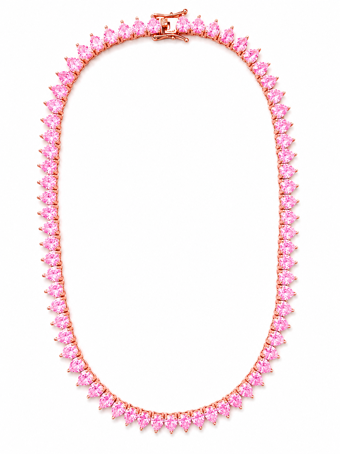 Pretty In PINK-Pink Heart Cut Tennis Necklace