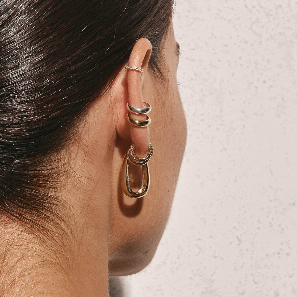 Sally Sterling Silver Gold Dome Chunky Hoop Earrings with 18K Gold Plating by Bloo & Ro